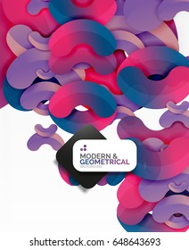 Abstract color geometric round shapes on white - elements with shadow, colorful composition