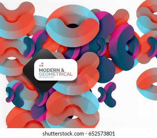 Abstract color geometric round shapes on white - elements with shadow, colorful composition