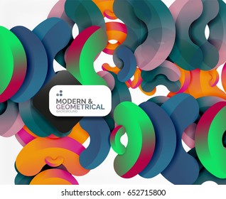 Abstract color geometric round shapes on white - elements with shadow, colorful composition