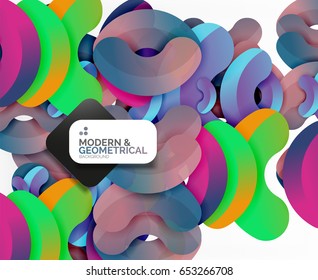 Abstract color geometric round shapes on white - elements with shadow, colorful composition