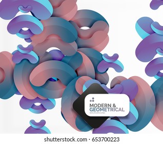 Abstract color geometric round shapes on white - elements with shadow, colorful composition