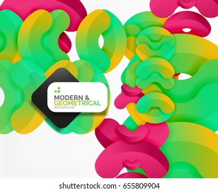 Abstract color geometric round shapes on white - elements with shadow, colorful composition