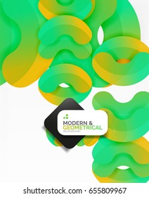 Abstract color geometric round shapes on white - elements with shadow, colorful composition