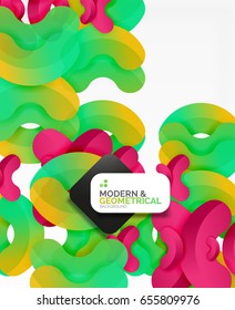 Abstract color geometric round shapes on white - elements with shadow, colorful composition