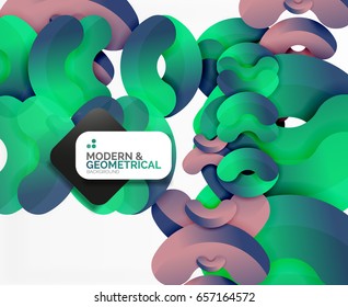 Abstract color geometric round shapes on white - elements with shadow, colorful composition