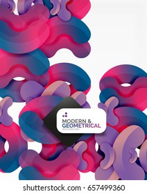 Abstract color geometric round shapes on white - elements with shadow, colorful composition