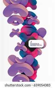 Abstract color geometric round shapes on white - elements with shadow, colorful composition