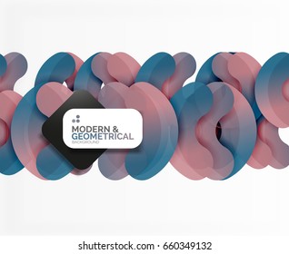 Abstract color geometric round shapes on white - elements with shadow, colorful composition