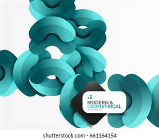 Abstract color geometric round shapes on white - elements with shadow, colorful composition