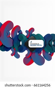 Abstract color geometric round shapes on white - elements with shadow, colorful composition