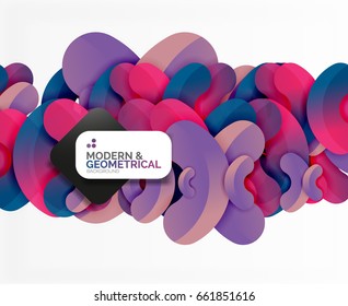 Abstract color geometric round shapes on white - elements with shadow, colorful composition