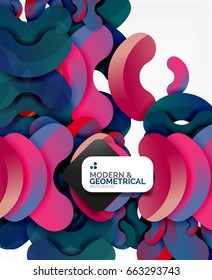 Abstract color geometric round shapes on white - elements with shadow, colorful composition