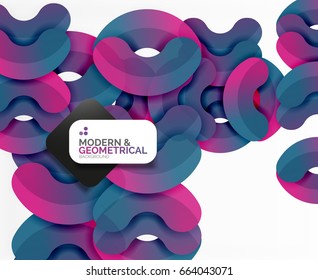Abstract color geometric round shapes on white - elements with shadow, colorful composition