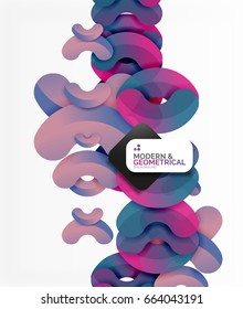Abstract color geometric round shapes on white - elements with shadow, colorful composition