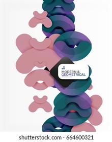 Abstract color geometric round shapes on white - elements with shadow, colorful composition