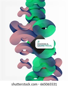 Abstract color geometric round shapes on white - elements with shadow, colorful composition