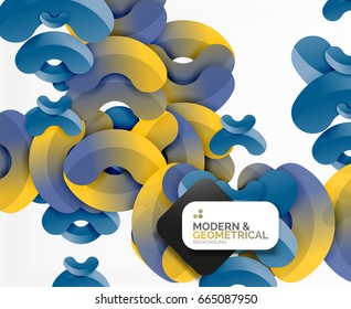 Abstract color geometric round shapes on white - elements with shadow, colorful composition