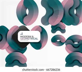 Abstract color geometric round shapes on white - elements with shadow, colorful composition