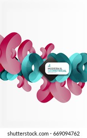 Abstract color geometric round shapes on white - elements with shadow, colorful composition