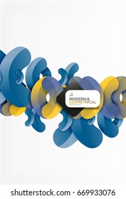 Abstract color geometric round shapes on white - elements with shadow, colorful composition