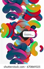 Abstract color geometric round shapes on white - elements with shadow, colorful composition