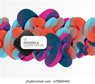Abstract color geometric round shapes on white - elements with shadow, colorful composition