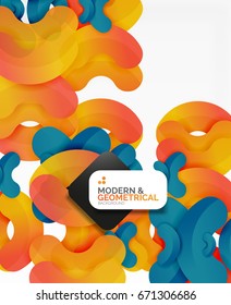 Abstract color geometric round shapes on white - elements with shadow, colorful composition