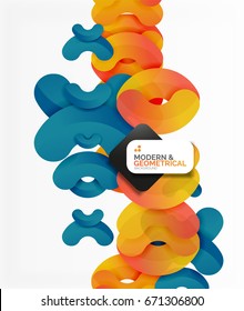 Abstract color geometric round shapes on white - elements with shadow, colorful composition