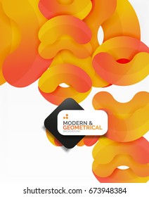 Abstract color geometric round shapes on white - elements with shadow, colorful composition