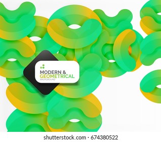 Abstract color geometric round shapes on white - elements with shadow, colorful composition