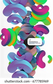 Abstract color geometric round shapes on white - elements with shadow, colorful composition