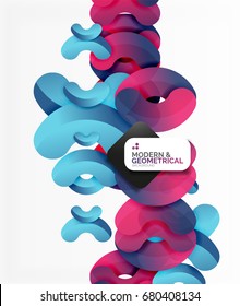 Formas arredondadas geométricas de cor abstrata no branco - elementos com sombra, composição colorida