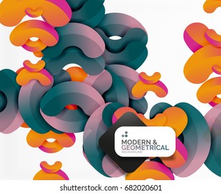 Abstract color geometric round shapes on white - elements with shadow, colorful composition