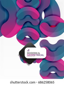 Abstract color geometric round shapes on white - elements with shadow, colorful composition