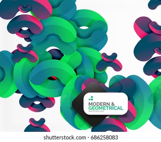 Formas arredondadas geométricas de cor abstrata no branco - elementos com sombra, composição colorida