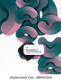 Abstract color geometric round shapes on white - elements with shadow, colorful composition