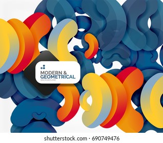 Abstract color geometric round shapes on white - elements with shadow, colorful composition