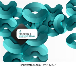 Abstract color geometric round shapes on white - elements with shadow, colorful composition