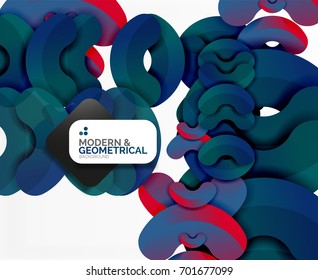 Abstract color geometric round shapes on white - elements with shadow, colorful composition