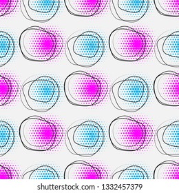 Abstract color geometric seamless pattern scribble circles texture. Hand drawn vector illustration
