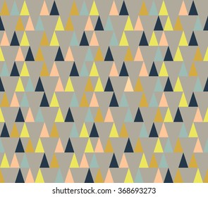 Abstract color geometric triangle with blue pink yellow and orange design background, pattern seamless wallpaper. Vector image