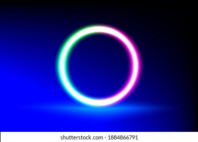 Abstract color glow ring hoop black blue background