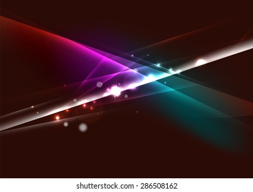 Color abstracto de las líneas brillantes en el espacio oscuro con estrellas y efectos luminosos. Fondo futurista con espacio de copia para tu mensaje