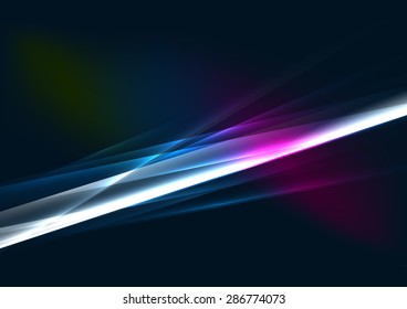Color abstracto de las líneas brillantes en el espacio oscuro con estrellas y efectos luminosos. Fondo futurista con espacio de copia para tu mensaje