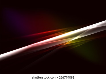 Abstract color glowing lines in dark space with stars and light effects. Futuristic background with copyspace for your message