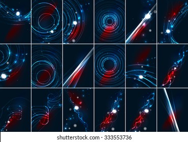 Abstract color glowing lines in dark space with stars and light effects. Futuristic background set with copyspace for your message