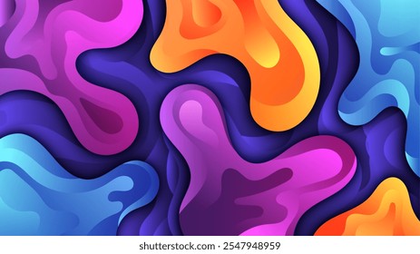 Plano de Fundo do Gradiente de Cor Abstrata. Plano de Fundo Geométrico com Formas Líquidas, Ilustração de Vetor