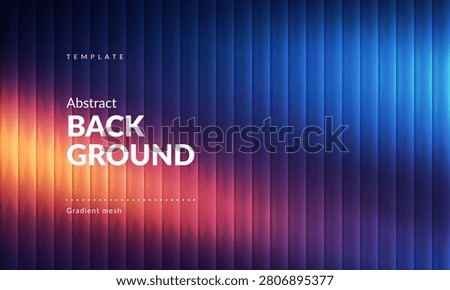 Abstract Color Gradient Background  with Ribbed Fractal Glass Effect. Red, Orange and Blue Light Glare on Dark. Backdrop for Branding, Web, Covers, Ad Banners, Presentations, Posters, Digital Design.