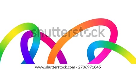 Abstract Color Gradient Connect Lines. Circle Rainbow Chain Shape Pattern. Vector Background with Curve Colour 3D Graphics