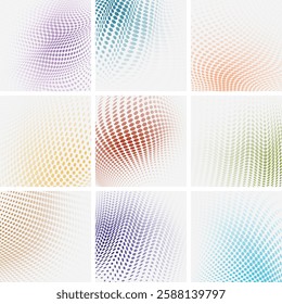 abstract color gradient half tone dots wave pattern design cover background collection